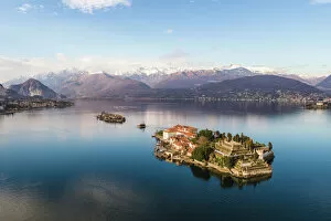 Amazing Drone Aerial Photography Cushion Collection: Sunset over Borromeean islands, Lake Maggiore, Italy