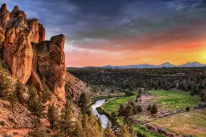 Scenic artwork Photographic Print Collection: Sunset at Smith Rock State Park in Oregon