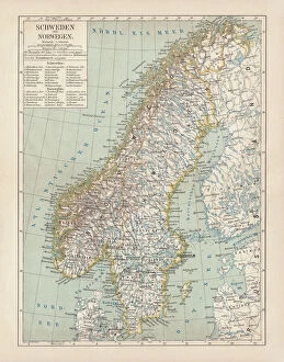 Posters Canvas Print Collection: Sweden and Norway, lithograph, published in 1878