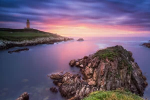 Landscape paintings Mouse Mat Collection: Tower of Hercules, CoruAna, Galicia, Spain