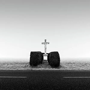 Discover Imagery That Inspires: One of the typical Alsatian crosses at the roadside. Alsace, France