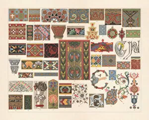 Ancient Persian empire mosaics Pillow Collection: Various patterns of the Middle Ages, chromolithograph, published in 1897