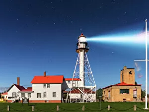 American Flag Collection: Whitefish Point Lighthouse by Moonlight