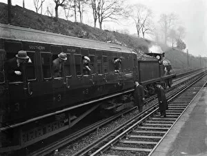 Uniform Collection: Testing electrified railway lines by steam train in Swanley, Kent. 1938