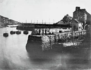 Costume Collection: Harbour walls, Polperro, Cornwall. Probably 1861
