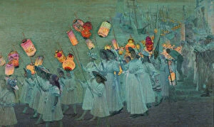 Asia Metal Print Collection: Jubilee Procession in a Cornish Village, A. G. Sherwood Hunter (1846-1919)