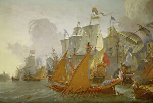 Red Arrows Photo Mug Collection: Action between the Dutch fleet and barbary pirates, c.1670 (oil painting)