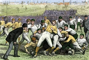 Thanksgiving Collection: American football match between students from Yale and Princeton Universities on Thanksgiving Day