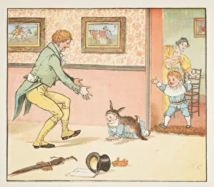 Randolph Caldecott Poster Print Collection: Baby Bunting wrapped in the Rabbit Skin, from The Hey Diddle Diddle Picture Book, pub