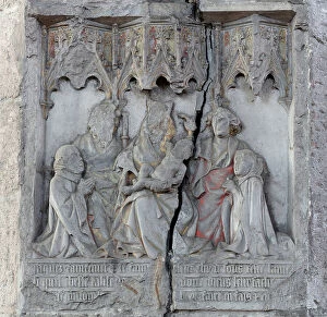 Spirtuality Collection: Bas-relief, votive painting by Jacques Taintegnier, 1408, Jacques Taintegnier and Jeanne Blancharde
