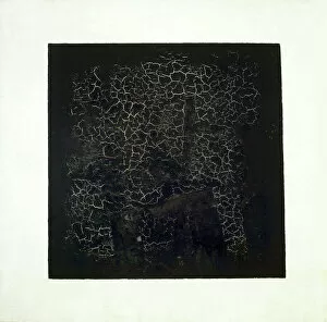 Abstract art Pillow Collection: Black Square (oil on canvas)