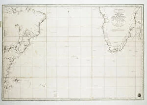 Americas Fine Art Print Collection: Chart of the Atlantic Ocean south of the Equator, 1785, c.1800 (engraving)