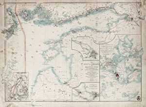 Finland Pillow Collection: Chart of the Gulf of Finland and Baltic Sea, 1854 (engraving)