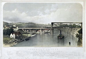 Liverpool Metal Print Collection: Chepstow Bridge. Over the River Wye, 1851 (hand coloured lithograph on paper)