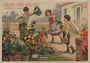 Potted Collection: Children gardening (chromolitho)