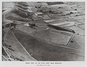 Aerial Views Collection: The Dyke Camp, Devil's Dyke, near Brighton, Sussex (b/w photo)
