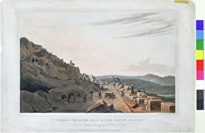 Pulley Collection: Exterior view of the Devon Haytor Granite Quarries, 1825 (hand coloured aquatint on paper)