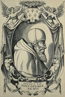 Black and white portraits Collection: HULSIUS, Levinus (1550-1606). Paul III. end 16th c. Portrait with camauro. Engraving