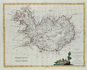 Maps Canvas Print Collection: Iceland divided into its districts, engraving by G. Zuliani taken from Tome III of the 'Newest