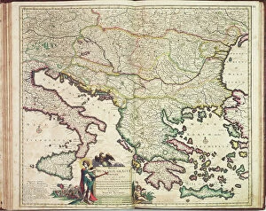 Italy Metal Print Collection: Justus Danckers's atlas: Hungary and Greece, c.1688 (coloured engraving)