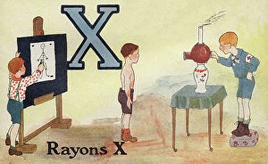 Xray Pillow Collection: Letter X: X-ray (X-ray). Little French alphabet. Hachette and Cie, publisher, Paris
