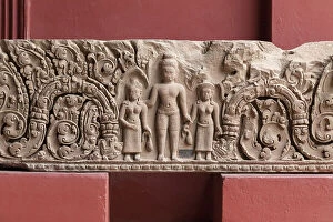 Siem Reap Greetings Card Collection: Lintel, from western Prasat Chikreng, Siem Reap, angkorian period, Baphuon style, 11th century