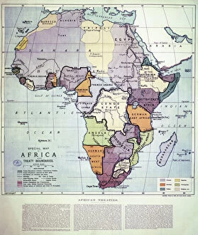 Maps Greetings Card Collection: Map of Africa showing Treaty Boundaries, 1891 (colour lithograph)