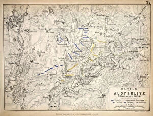 Scotland Collection: Map of the Battle of Austerlitz, published by William Blackwood and Sons