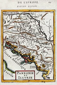 North Macedonia Pillow Collection: Map of Hungary and Balkans 1683