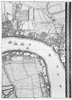 Maps Photo Mug Collection: A Map of Limehouse and Rotherhithe, London, 1746 (engraving)