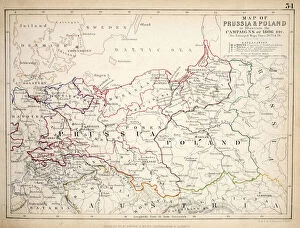 Poland Pillow Collection: Map of Prussia and Poland, published by William Blackwood and Sons, Edinburgh & London
