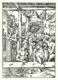 Renaissance art Collection: The Mens Bath (engraving)