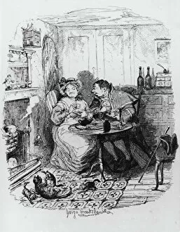 Hearth Collection: Mr Bumble and Mrs Corney taking tea, from The Adventures of Oliver Twist