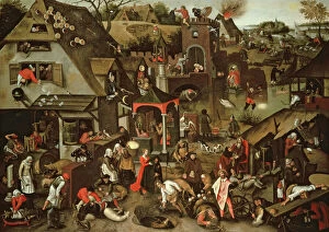 Coins Collection: Netherlandish Proverbs illustrated in a village landscape