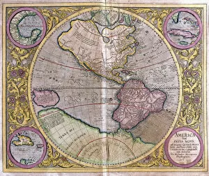 Gerardus Mercator's Cartographic Legacy Pillow Collection: North and south America and New Guinea, 1595 (engraving, 1596)