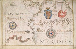 Maps Canvas Print Collection: Peru and the Amazon, detail from a world atlas, 1565 (vellum)