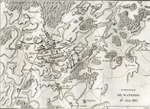 Battle of Waterloo Metal Print Collection: Plan of the Battle of Waterloo (Belgium), between Allied Armies and Napoleon I, June 18, 1815