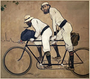 Cycling Canvas Print Collection: Ramon Casa and Pere Romeu on a tandem. Painting by Ramon Casas (1866-1932), Oil On Canvas, 1897