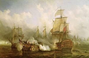 Related Images Cushion Collection: The Redoutable at Trafalgar, 21st October 1805 (oil on canvas)