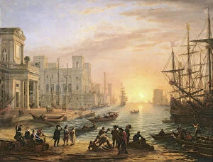 Music Mouse Mat Collection: Sea Port at Sunset, 1639 (oil on canvas)