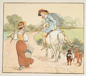 Kamisaka Sekka Fine Art Print Collection: 'Shall I go with you my pretty maid?', from The Hey Diddle Diddle Picture Book