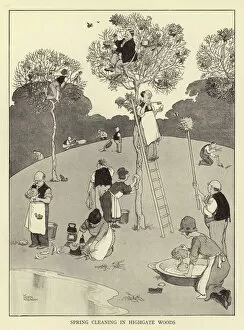 Forest Trees Collection: Spring cleaning in Highgate woods (litho)