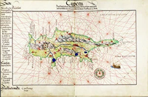 Maps Collection: Vellum chart of Cyprus, 1554 (vellum)