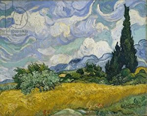 Art Prints Pillow Collection: Wheat Field with Cypresses, 1889 (oil on canvas)