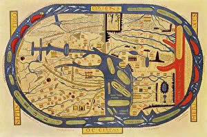 Related Images Collection: World map of a flat earth, printed by Beatus Rhenanus (Bild aus Rheinau), early 1500 s