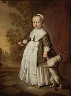 Portraits Poster Print Collection: A Four Year Old with a Cat and a Fish, 1647 (oil on canvas)