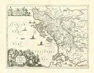 Maps Canvas Print Collection: Map Epirus hodie vulg Albania Johann Lauremberg