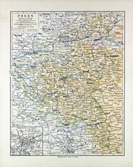 Poland Pillow Collection: Map of Posen (Poznan), Poland, 1899