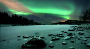 Related Images Fine Art Print Collection: Aurora Borealis over Sandvannet Lake in Troms County, Norway