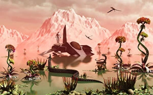 Idea Collection: A lone Star Fighter pilot looks around the alien landscape after a crash landing